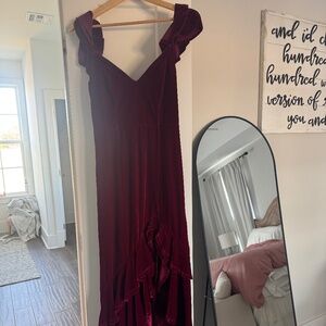 Tularosa Camille Velvet Gown in Deep Red
